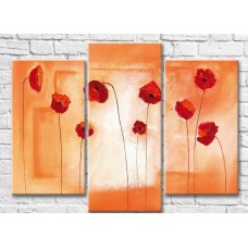 Картина Rainbow Red poppies on an orange background (3572570)