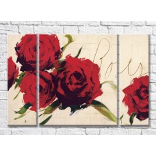 Картина Rainbow Red roses on a beige background (3572561)