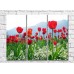 Pictură Rainbow Red tulips in a mountain landscape (500356)