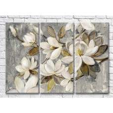 Pictură Rainbow Large flowers of white magnolia on a gray background (3572510)