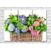 Pictură Rainbow Hydrangea flowers in a basket (500818)