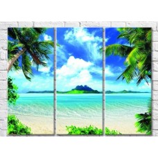 Pictură Rainbow Azure sea palm trees (3469161)