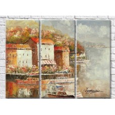 Pictură Rainbow Marquises Boats & Beach Houses (3485195)