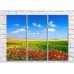 Pictură Rainbow Poppy glade against the background of wheat fields and blue sky (500439)