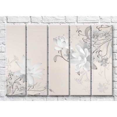 Pictură Rainbow Monochrome lotuses on a light beige background (3551878)