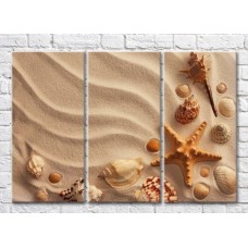 Pictură Rainbow Starfish and seashells in the sand (3469152)