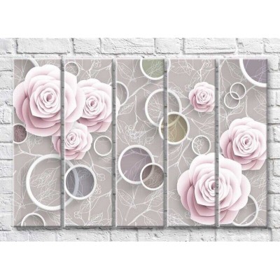 Pictură Rainbow Delicate roses on a beige gray background (3551914)