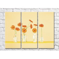 Картина Rainbow Orange gerberas in glassware on a beige background (500487)