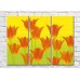 Pictură Rainbow Orange tulips on yellow background (500495)