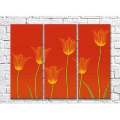 Pictură Rainbow Orange tulips on an orange background (500496)