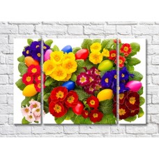 Картина Rainbow Easter composition of multicolored primroses and eggs (500502)