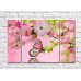 Картина Rainbow Variegated butterfly and sakura branches on a pink background (500511)