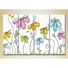 Pictură Rainbow Polyptych Butterflies and Flowers 01 (2230529)