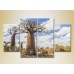 Pictură Rainbow Polyptych Baobabs in the Savannah 01 (2223688)