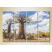 Pictură Rainbow Polyptych Baobabs in the Savannah 02 (2223670)