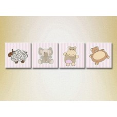 Картина Rainbow Polyptych Hippo cub lamb elephant (2230640)