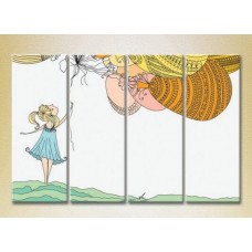 Картина Rainbow Polyptych Girl with balloons 01 (2230580)