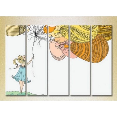 Картина Rainbow Polyptych Girl with balloons 03 (2231763)