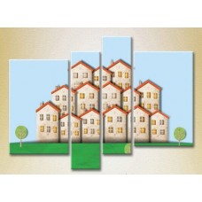 Pictură Rainbow Polyptych Small Houses 02 (2230550)