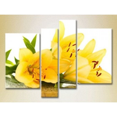 Pictură Rainbow Polyptych Yellow Lilies (2932281)