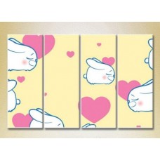 Картина Rainbow Polyptych Bunnies and Hearts 01 (2230552)