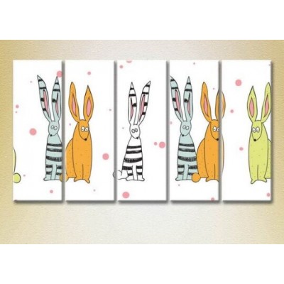 Pictură Rainbow Polyptych Bunnies 02 (2231775)