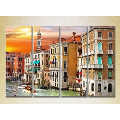 Pictură Rainbow Polyptych Italy Venetian Canal (2718133)