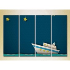 Pictură Rainbow Polyptych Boat on the Waves 01 (2230560)