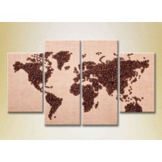 Pictură Rainbow Polyptych Coffee Beans World Map 01 (2220257)