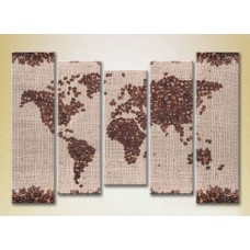 Pictură Rainbow Polyptych Coffee Beans World Map 03 (2224586)