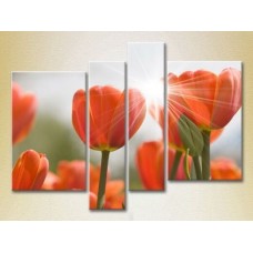 Pictură Rainbow Polyptych Red tulips (2932296)