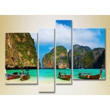 Картина Rainbow Polyptych Boats on the shore of Thailand (2223398)