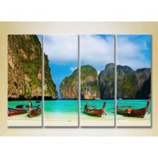 Картина Rainbow Polyptych Boats on the shore of Thailand 01 (2223399)