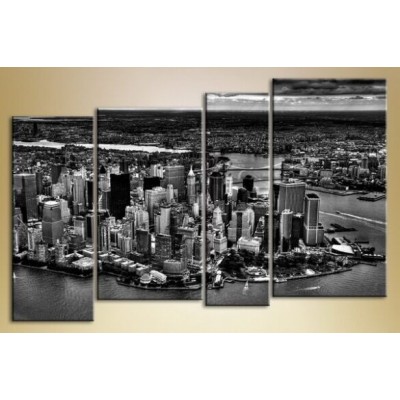 Pictură Rainbow Polyptych Manhattan black and white (1430791)