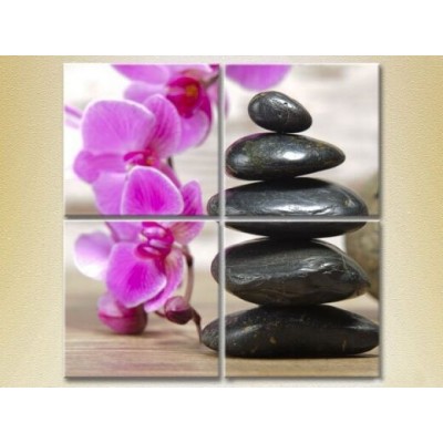 Pictură Rainbow Polyptych Massage stones and orchid (2932313)