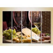 Pictură Rainbow Polyptych Still Life Wine Cheese Plate 01 (2224598)