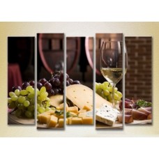 Pictură Rainbow Polyptych Still Life Wine Cheese Plate 02 (2224597)