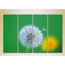 Pictură Rainbow Polyptych Dandelion on a green background 01 (2932318)