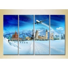 Картина Rainbow Polyptych Monuments of world architecture on a winter background 01 (2718174)