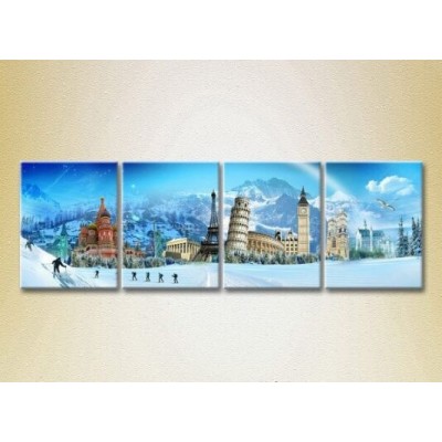 Картина Rainbow Polyptych Monuments of world architecture on a winter background 02 (2718179)