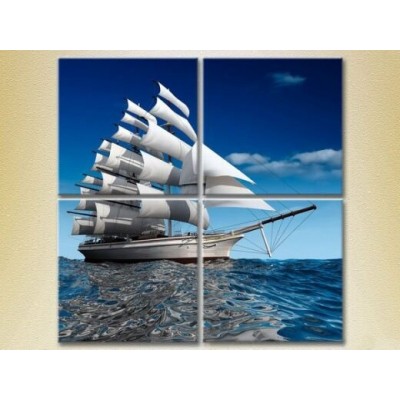 Pictură Rainbow Polyptych Sailboat 01 (2223411)