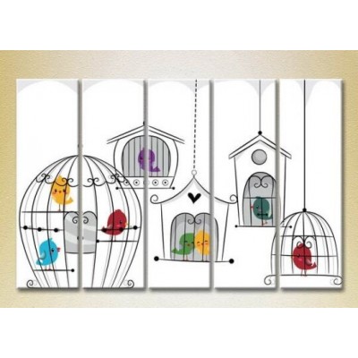 Картина Rainbow Polyptych Birds in Cages 01 (2231783)