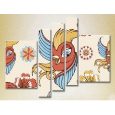 Картина Rainbow Polyptych Birds red yellow (2231784)