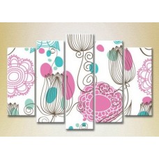 Картина Rainbow Polyptych Pink Turquoise Floral Background 03 (2231811)