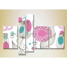 Картина Rainbow Polyptych Pink Turquoise Floral Background 04 (2231797)