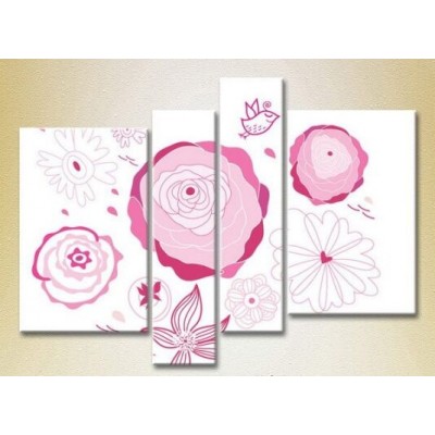 Pictură Rainbow Polyptych Pink Roses 02 (2230604)