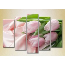 Картина Rainbow Polyptych Pink tulips on silk fabric 03 (2932902)