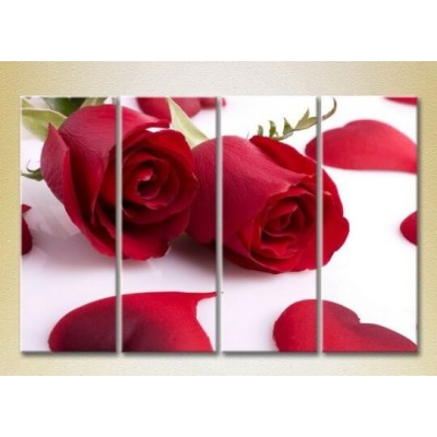 Pictură Rainbow Polyptych Roses and Hearts (2932351)