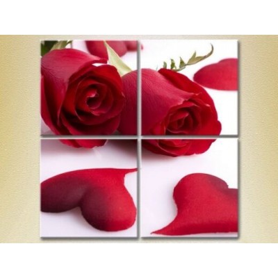 Pictură Rainbow Polyptych Roses and Hearts 01 (2932352)