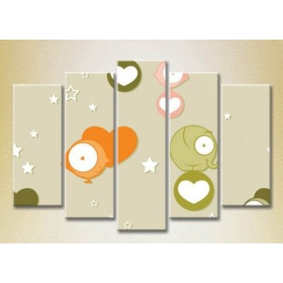 Картина Rainbow Polyptych Hearts and Elephants 02 (2231800)